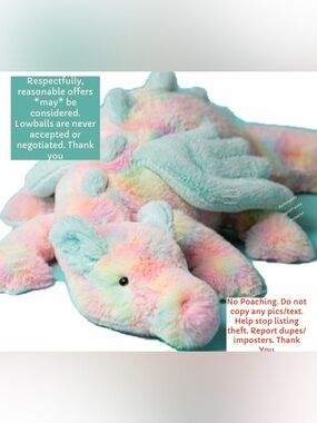 BNWT JellyCat HUGE Lazulia  Dragon MUCH BRIGHTER IRL RETIRED SIZE! AUTH RECEIPT